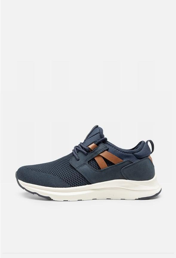 Men's Slip-On PU Leather Knit Sneakers Product Image