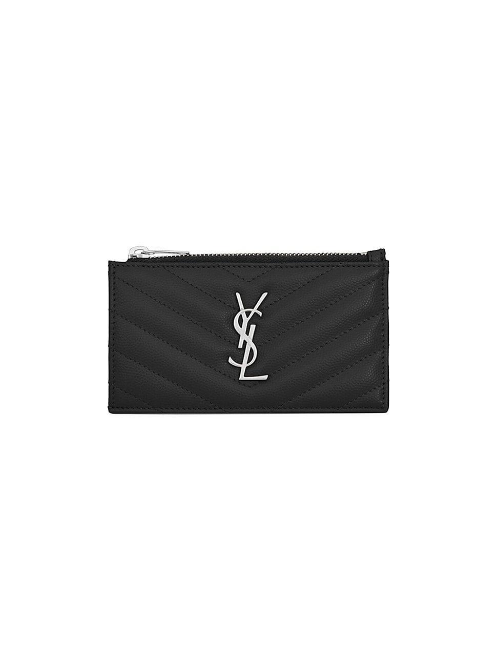 Saint Laurent Cassandre Matelasse Fragments Zipped Card Case Product Image