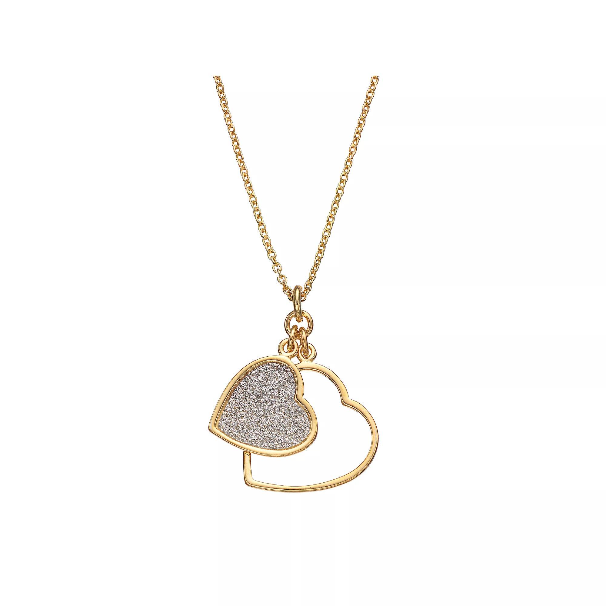Sterling Silver Heart Pendant Necklace, Women's, Size: 18", 18k Gold Over Silver Product Image