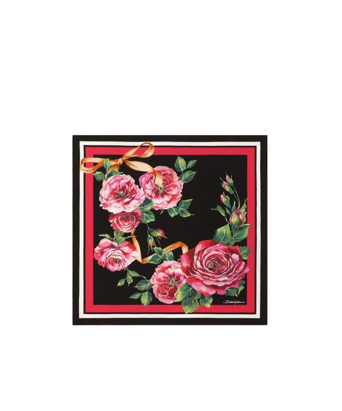 DOLCE & GABBANA Floral-print Foulard In Black Product Image