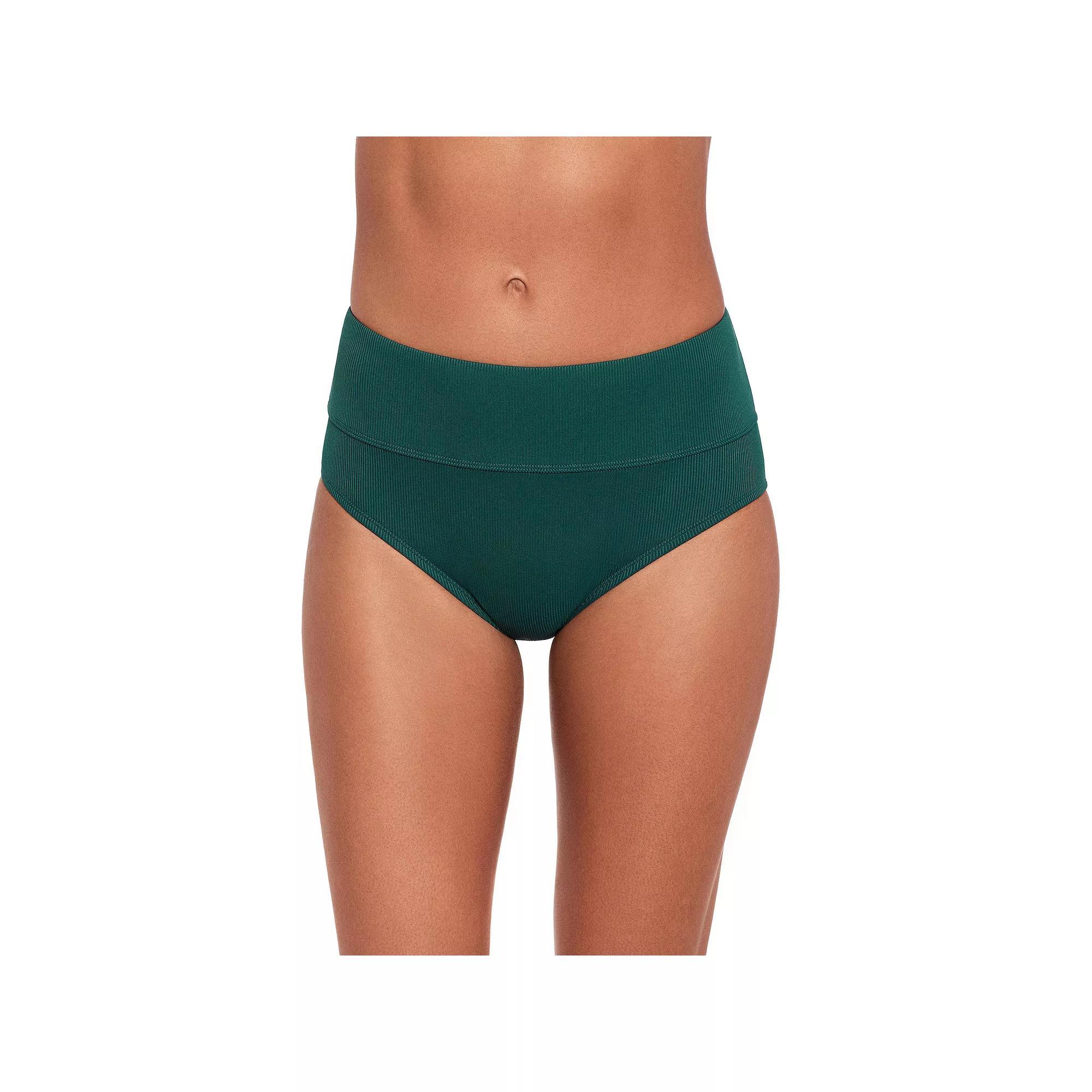 Women's Eco Beach Ribbed High Waist Swim Briefs, Size: XL, Green Green Product Image