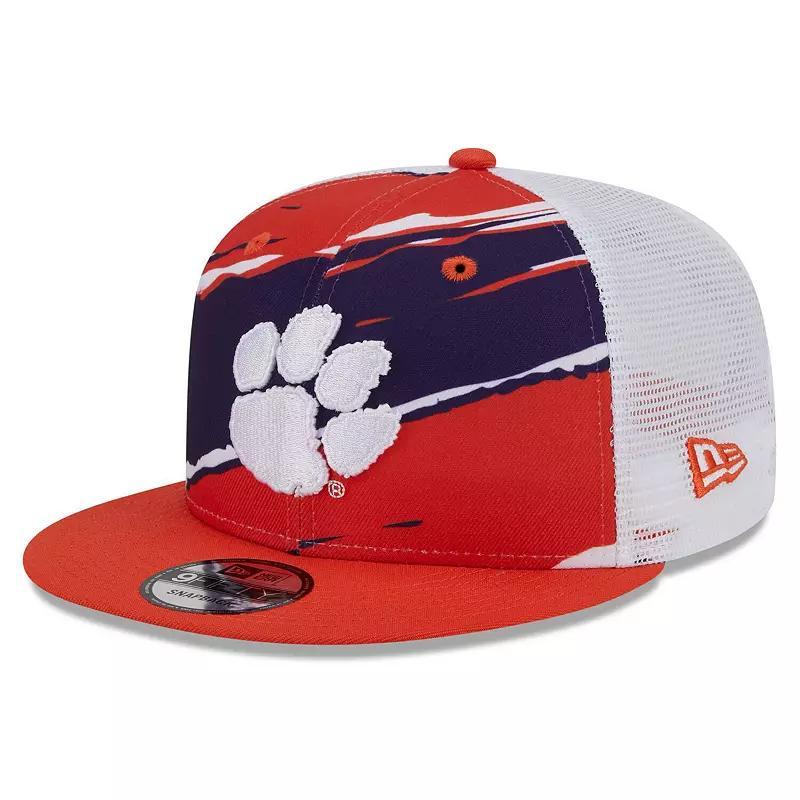 Men's New Era Orange Clemson Tigers Tear Trucker 9FIFTY Snapback Hat Product Image