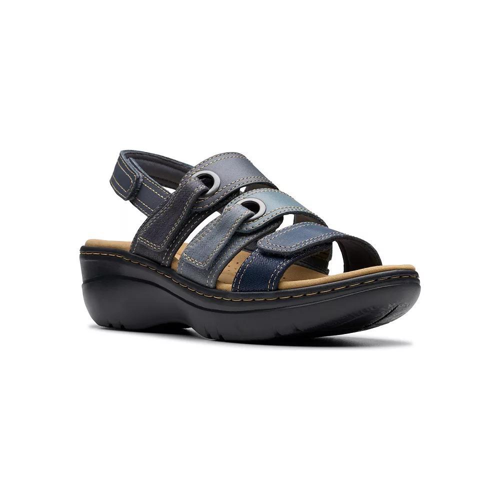 Clarks® Merliah2 Women's Wedge Sandals, Size: 8.5, Blue Leather Product Image