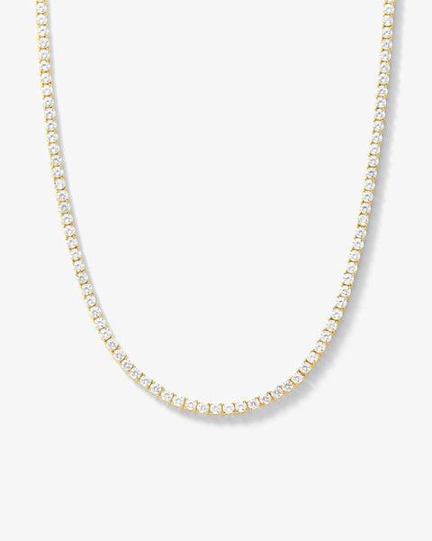 Grand Heiress Tennis Necklace 16" - Gold|White Diamondettes Product Image