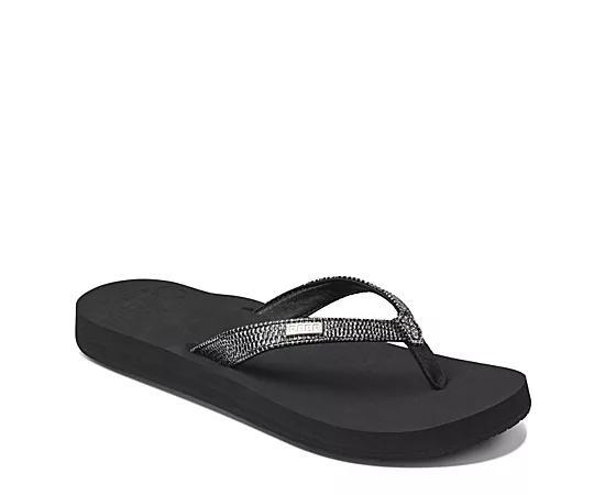 REEF Star Cushion Sassy Women's Flip Flop Sandals, Size: 11, Black Silver Product Image