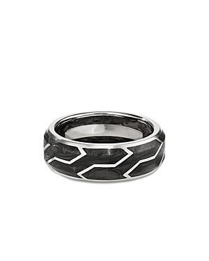 David Yurman Mens 18K White Gold Forged Carbon 8.5mm Band Product Image