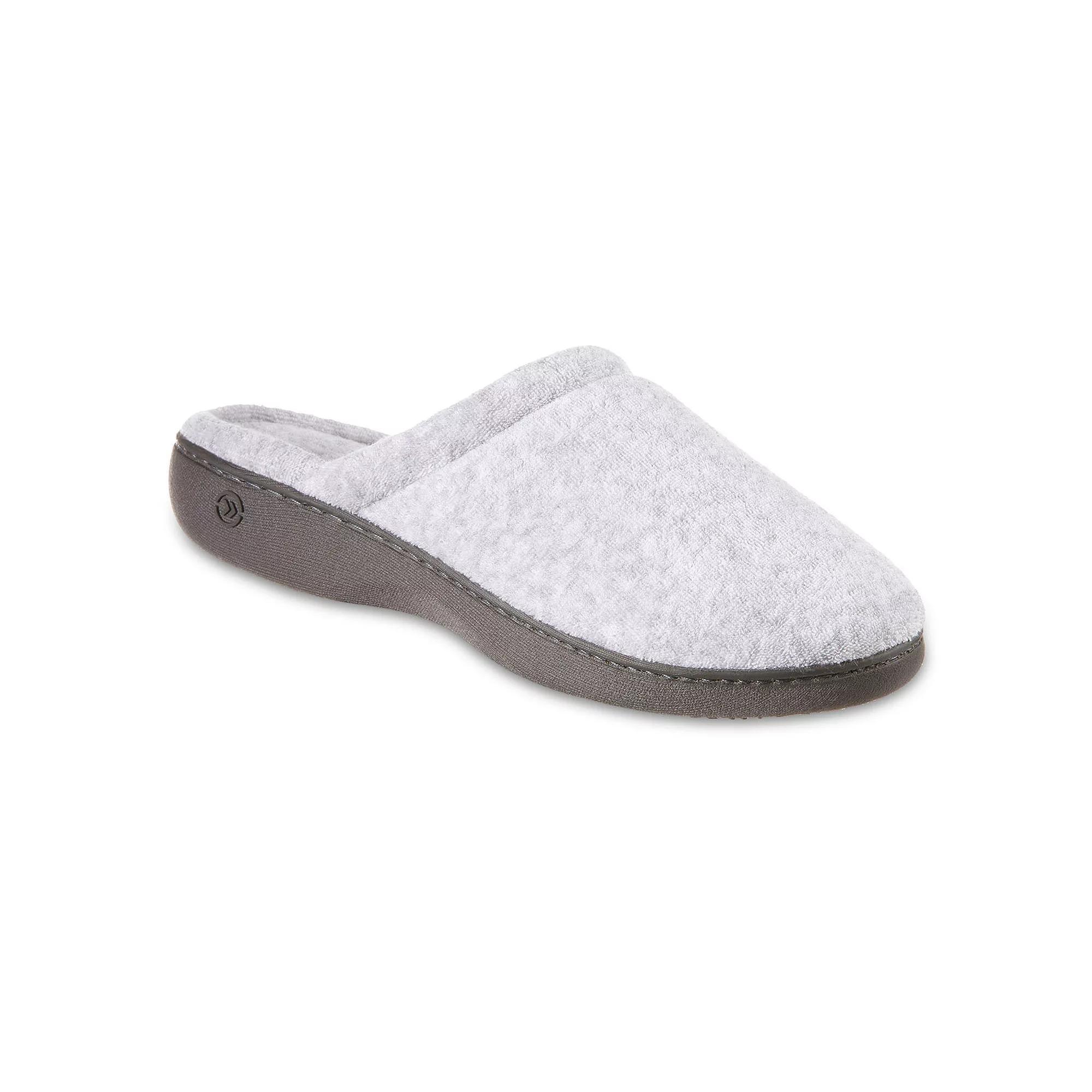 isotoner Embroidered Terry Secret Sole Women's Clog Slippers, Size: 9.5 - 10, Grey Gray Product Image