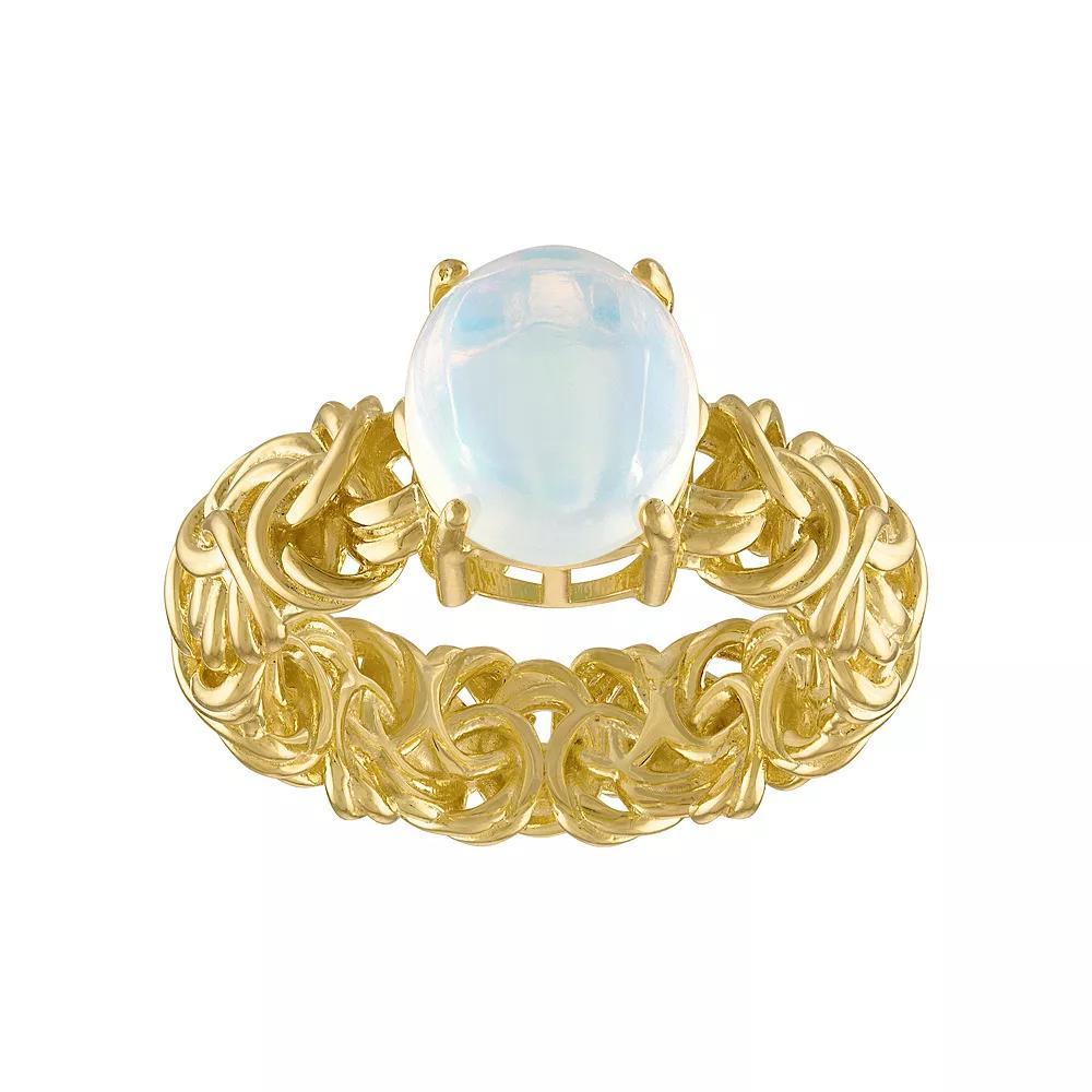 Tiara 14k Gold Over Silver White Opal Byzantine Ring, Women's, Size: 7, Gold Tone Product Image