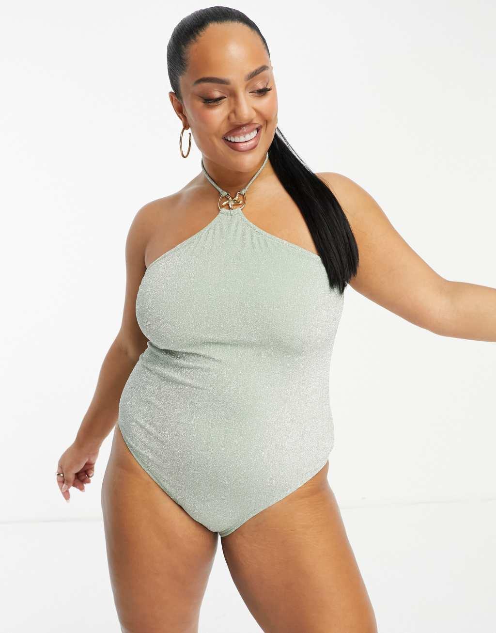 South Beach Curve starfish halter swimsuit Product Image