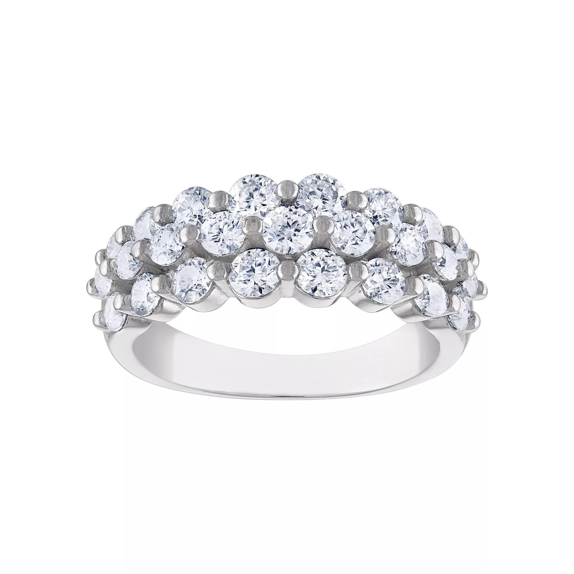 White Lotus Sterling Silver 2 3/4 Carat T.W. Lab-Created Moissanite Engagement Ring, Women's, Size: 5 Product Image