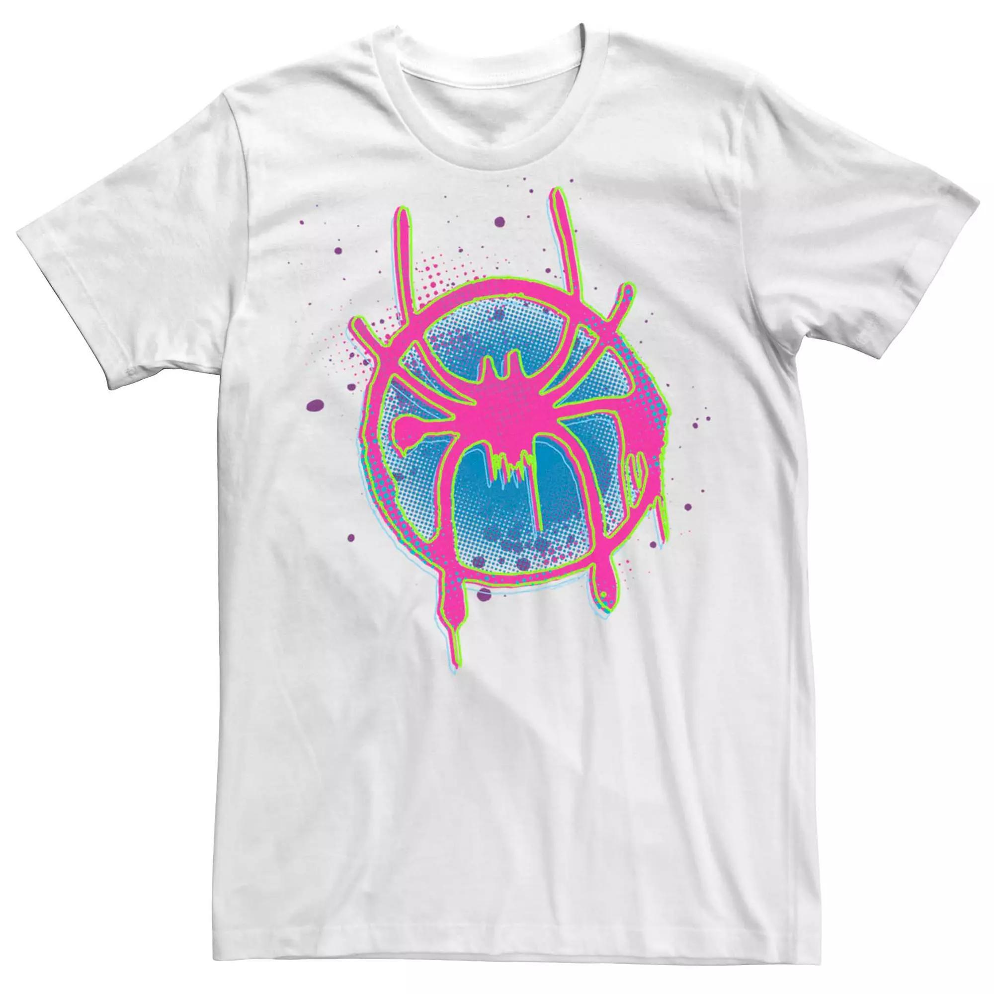 Men's Marvel Spider-Man Neon Spider Spray Paint Logo Tee, Size: 3XL, White Product Image