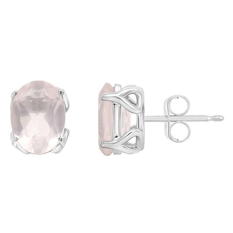 Alyson Layne Sterling Silver 6 mm Cushion Rose Quartz Stud Earrings, Womens Product Image