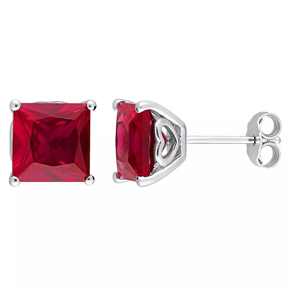 Stella Grace Sterling Silver & Gemstone Stud Earrings, Womens, Created Red Product Image
