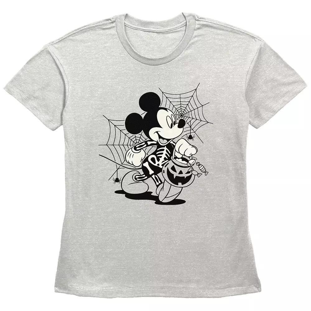 Disney's Mickey Mouse Skeleton Trick Or Treater Women's Graphic Tee, Size: XS, Oatmeal Product Image