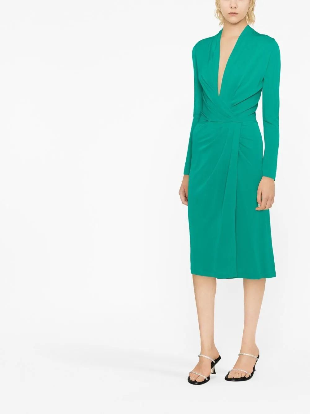 ALBERTA FERRETTI Wrap Midi Dress In Green Product Image