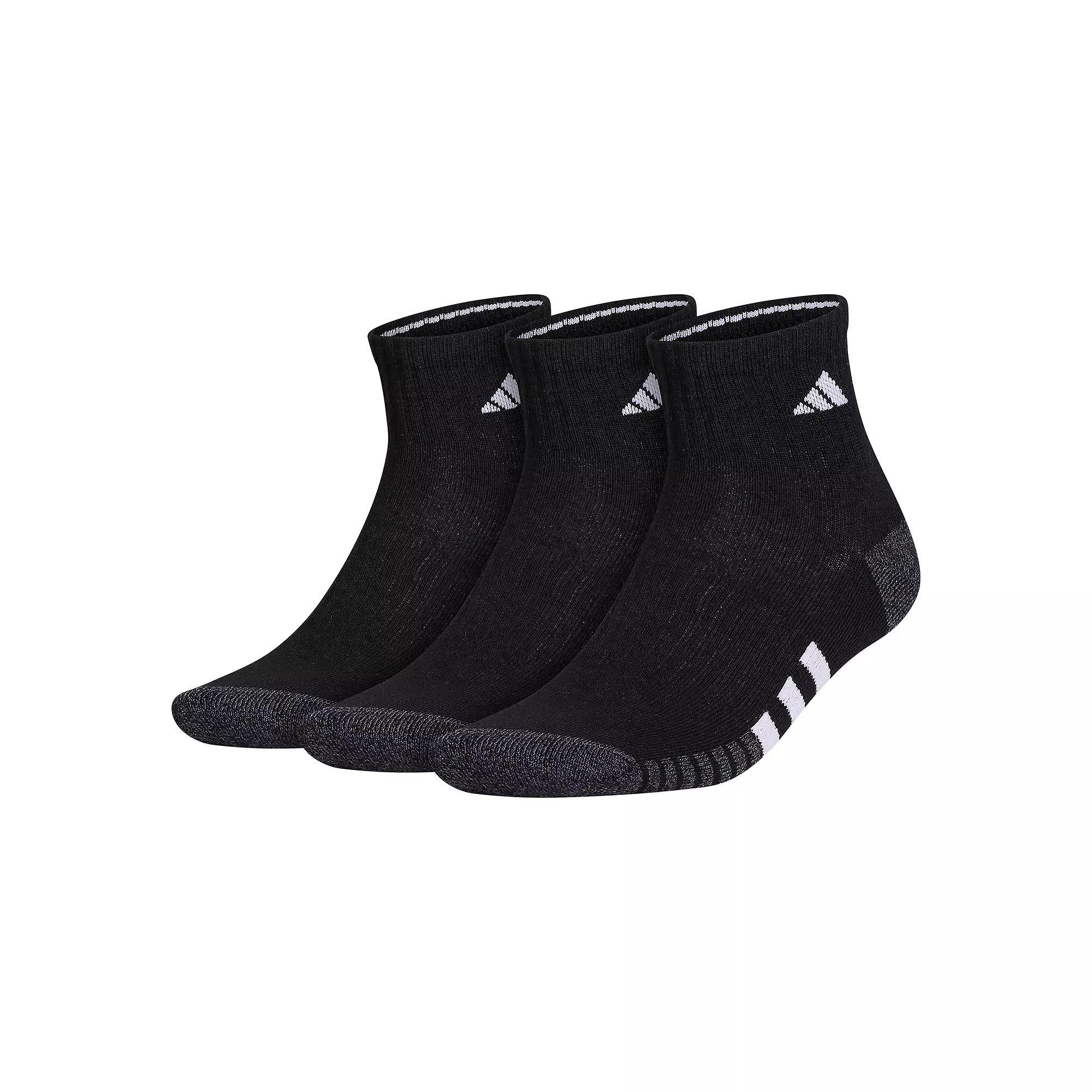 Men's adidas Cushioned 3.0 3-Pack Quarter Socks, Size: 6-12, Black Product Image