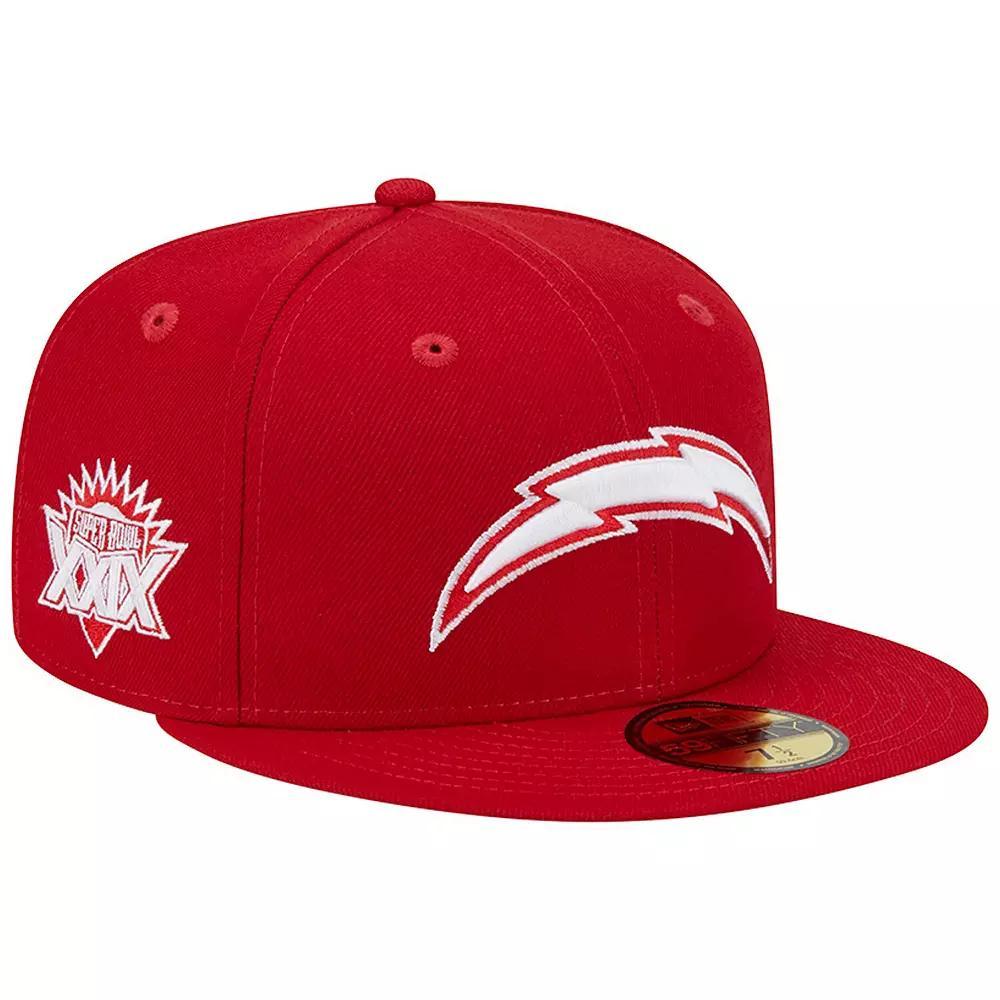 Men's New Era Scarlet Los Angeles Chargers Super Bowl XXIX Main Patch 59FIFTY Fitted Hat, Size: 7, Red Product Image