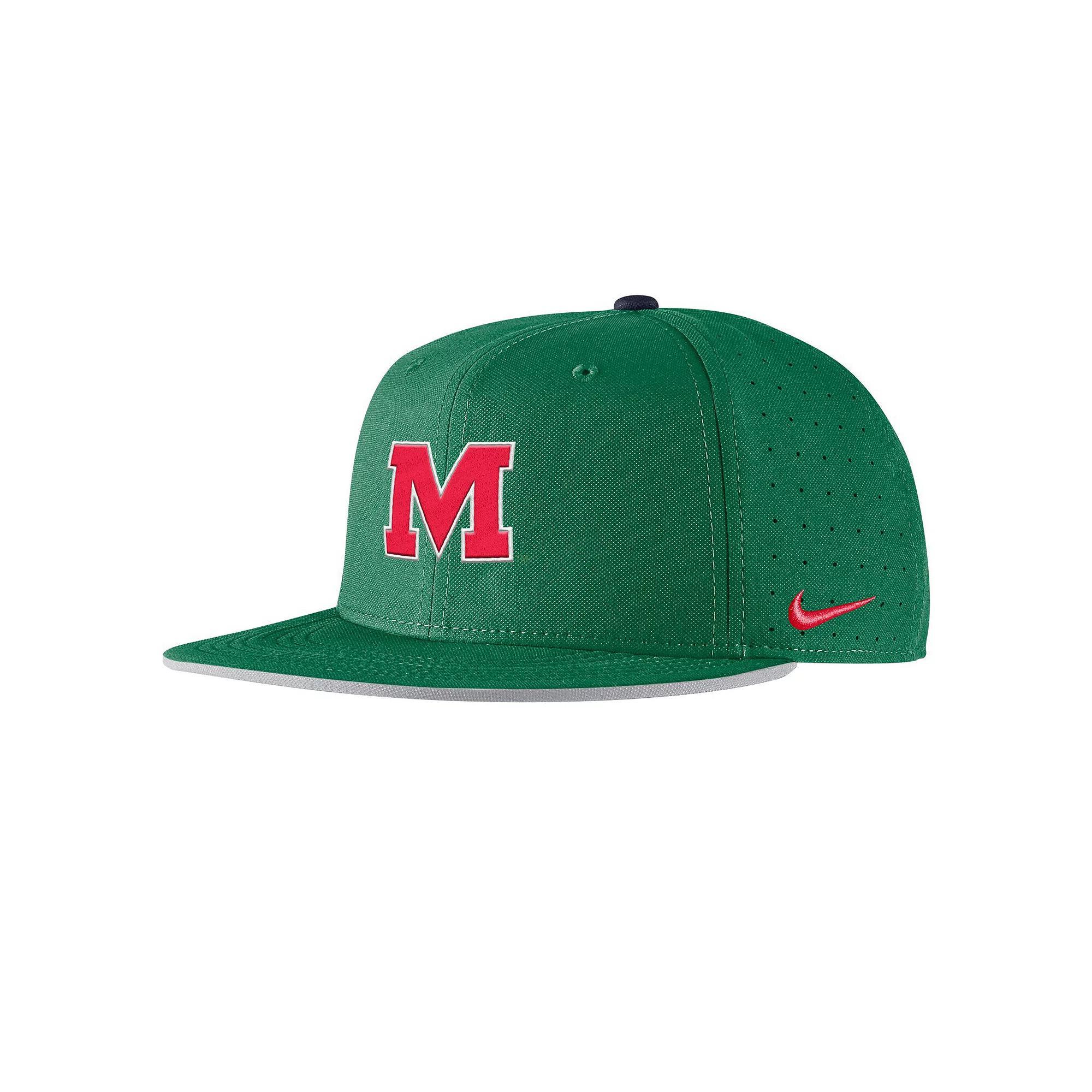 Men's Nike Green Ole Miss Rebels  On-Field Baseball Performance Fitted Hat, Size: 7 1/2 Product Image