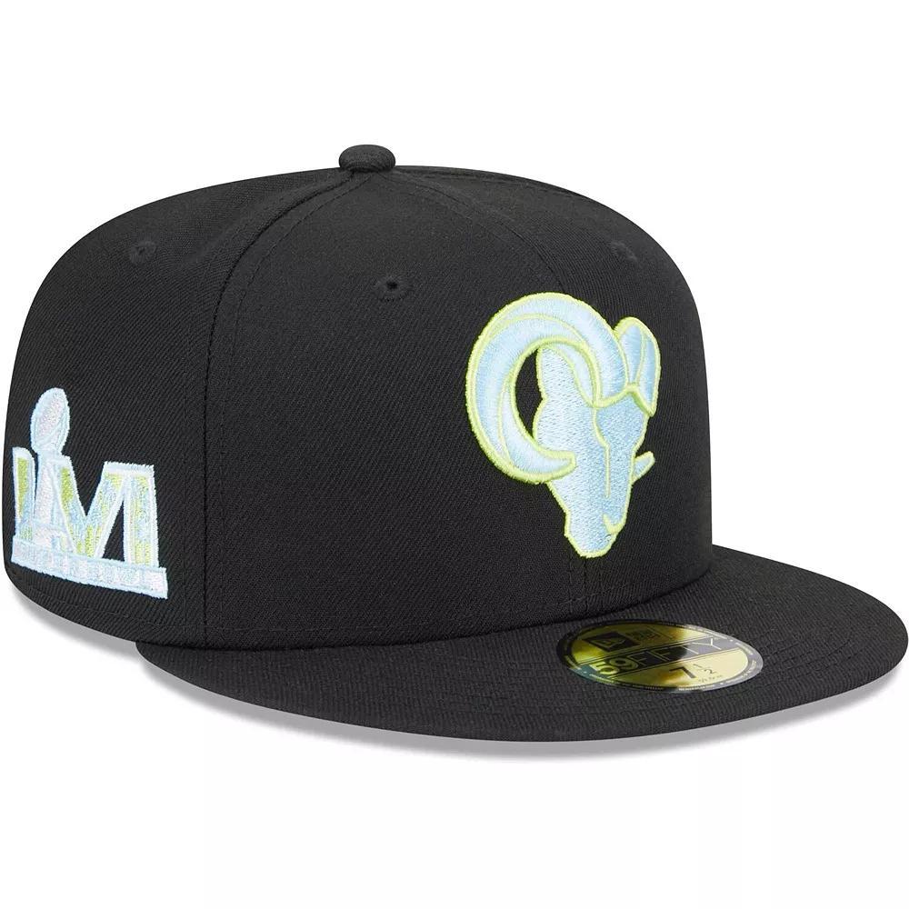 Men's New Era Black Los Angeles Rams Multi 59FIFTY Fitted Hat, Size: 8 Product Image