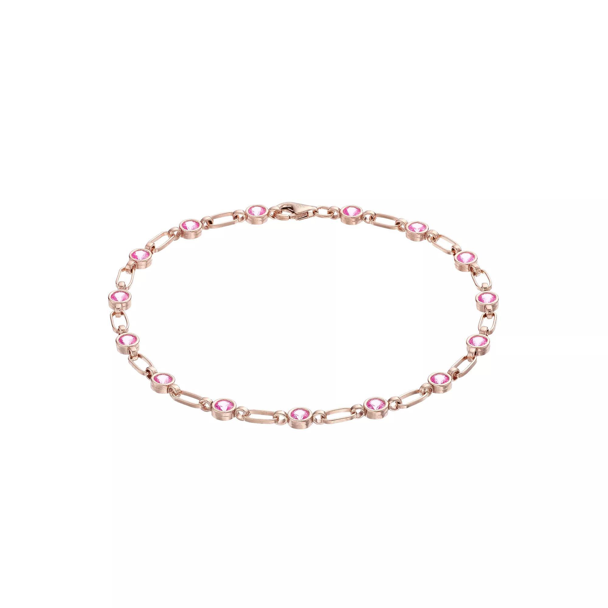 Womens Kristen Kesho Kristen Kesho, Sterling Silver Lab-Created Pink Sapphire Tennis Bracelet, Women's, Size: 7.5", Pink Tone Product Image