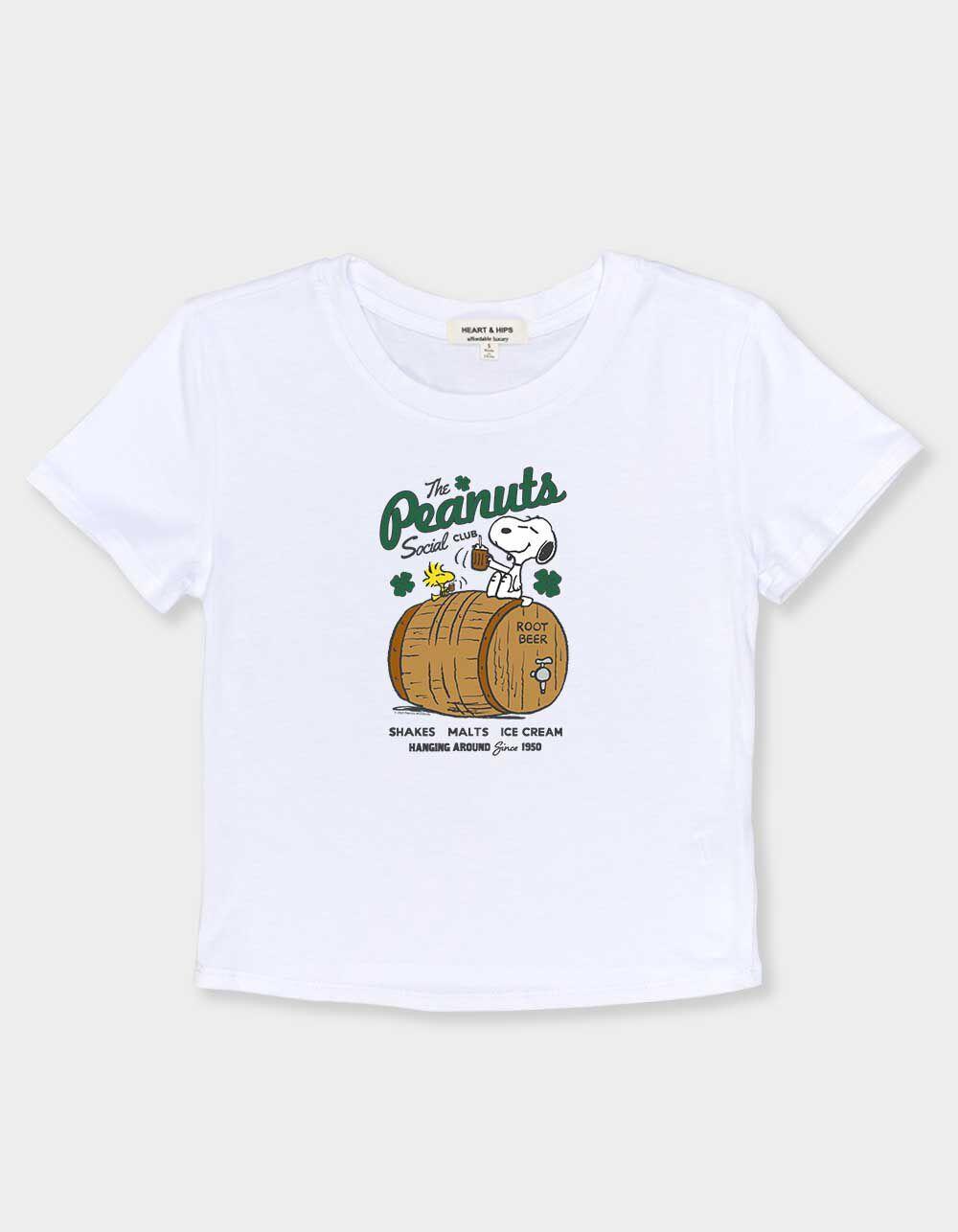 PEANUTS Social Club Clovers Womens Baby Tee - WHITE Product Image