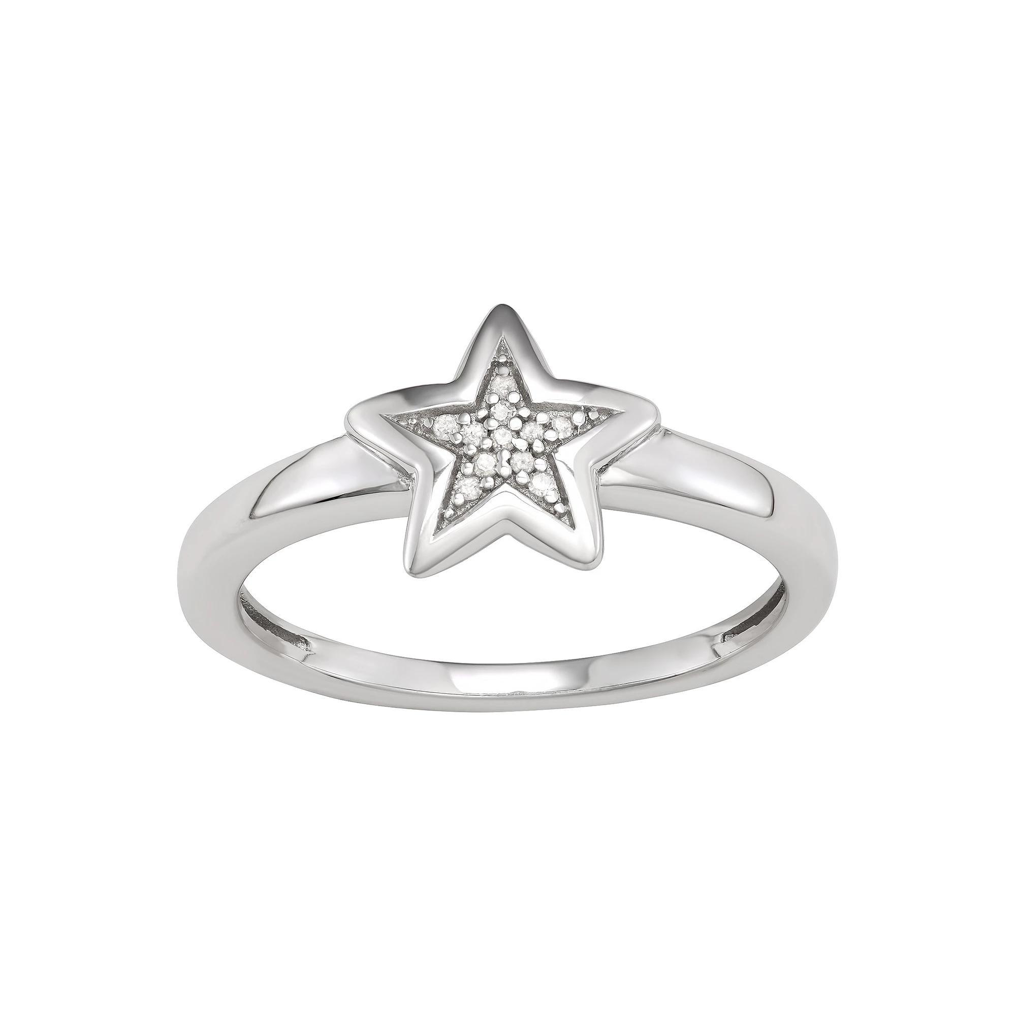 Jewelexcess Sterling Silver Diamond Accent Star Ring, Women's, Size: 7 Product Image