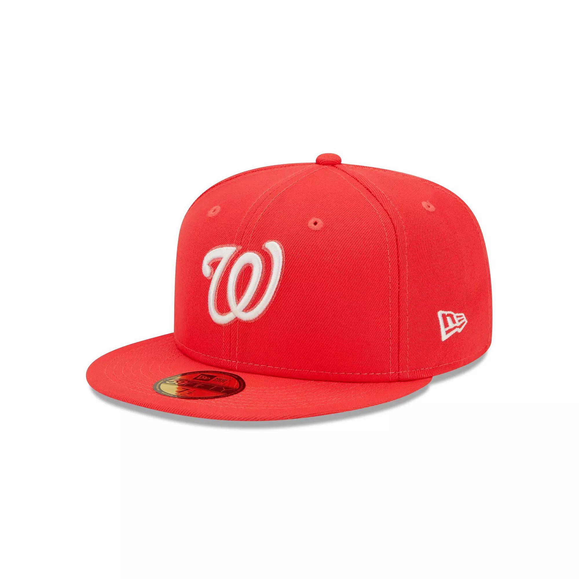 Men's New Era Red Washington Nationals Lava Highlighter Logo 59FIFTY Fitted Hat, Size: 7 1/2 Product Image