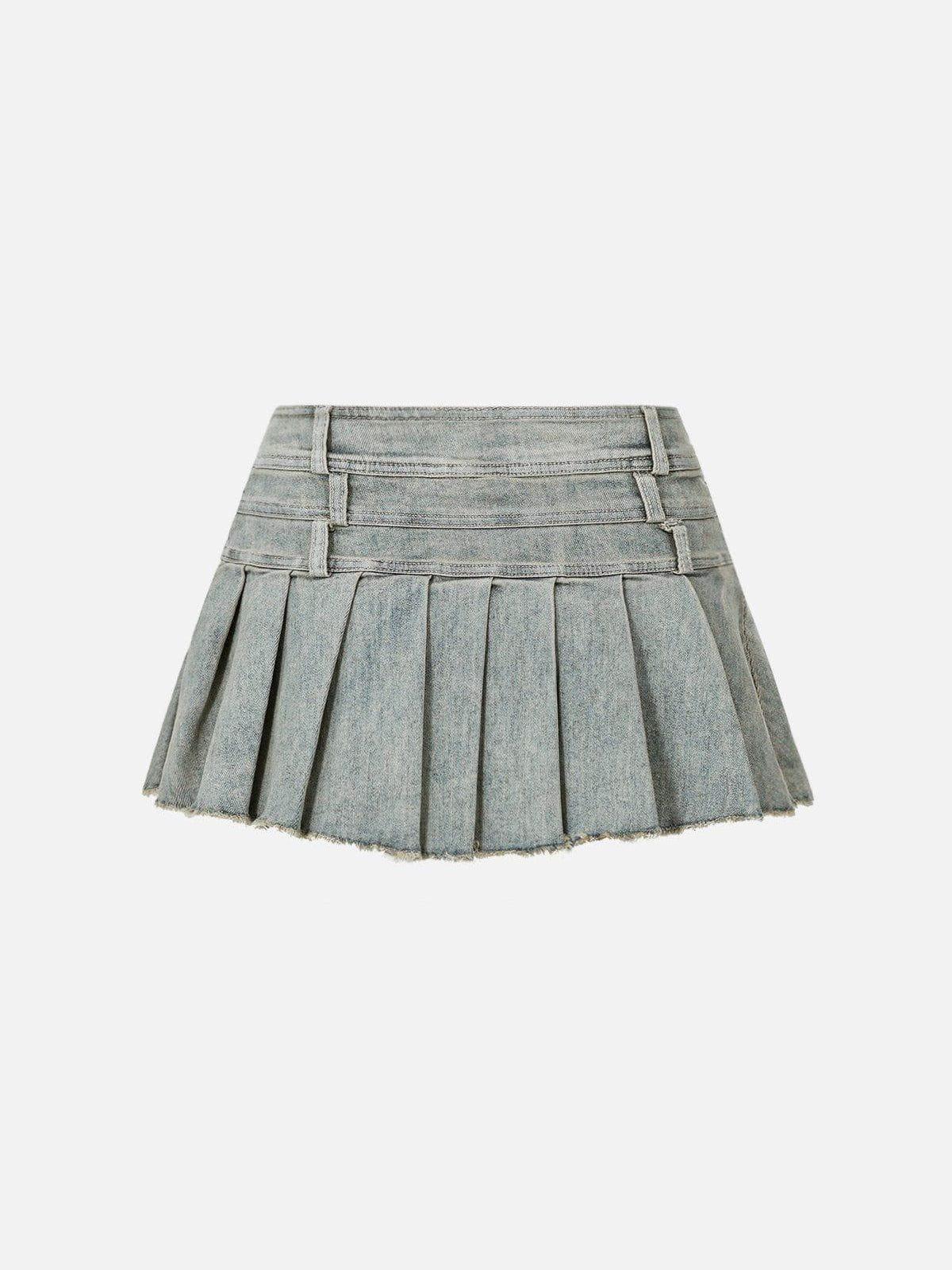 Aelfric Eden Three Layers Waist Washed Denim Skirt Female Product Image