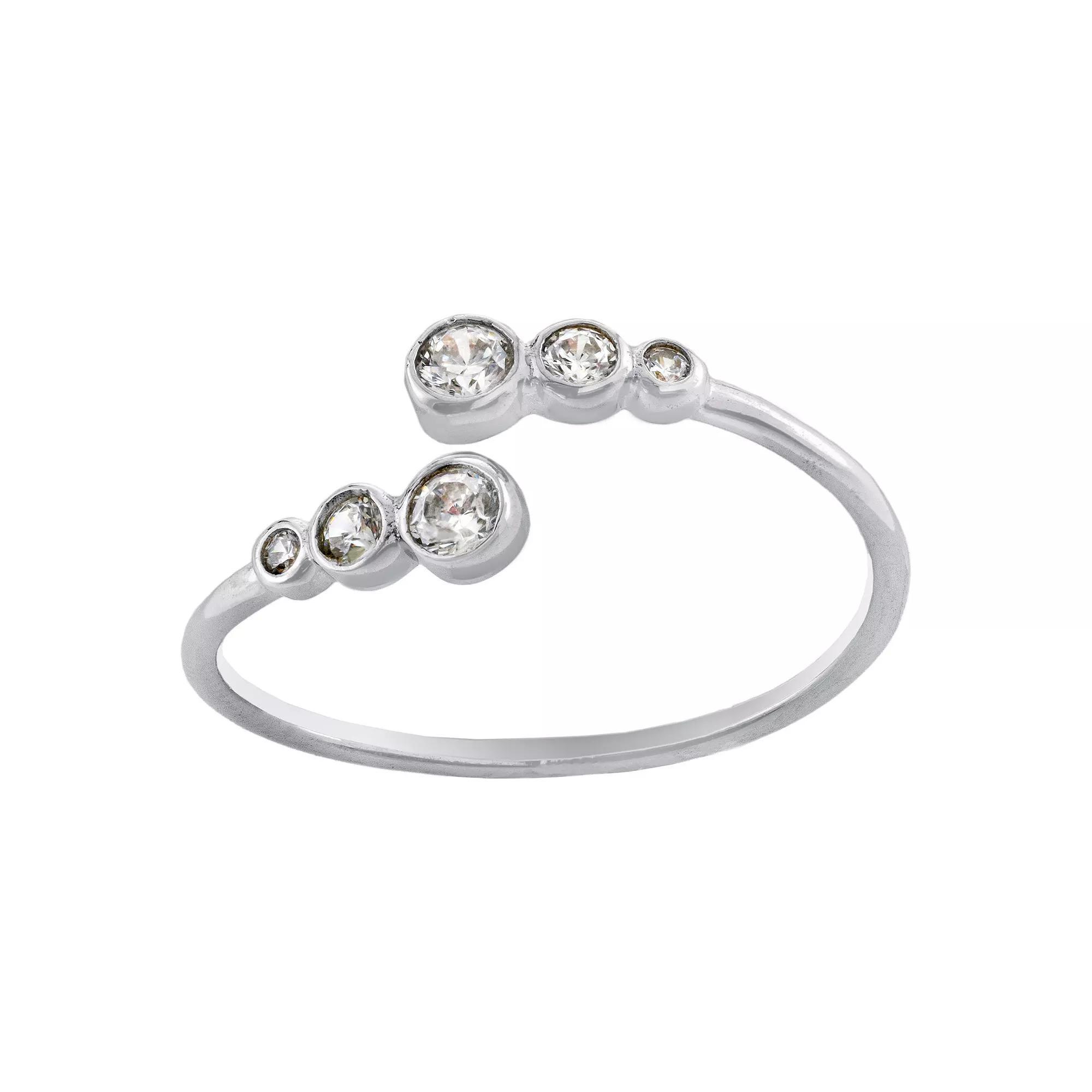 Main and Sterling Sterling Silver Cubic Zirconia Bypass Ring, Women's, Size: 7, Silver Tone Product Image