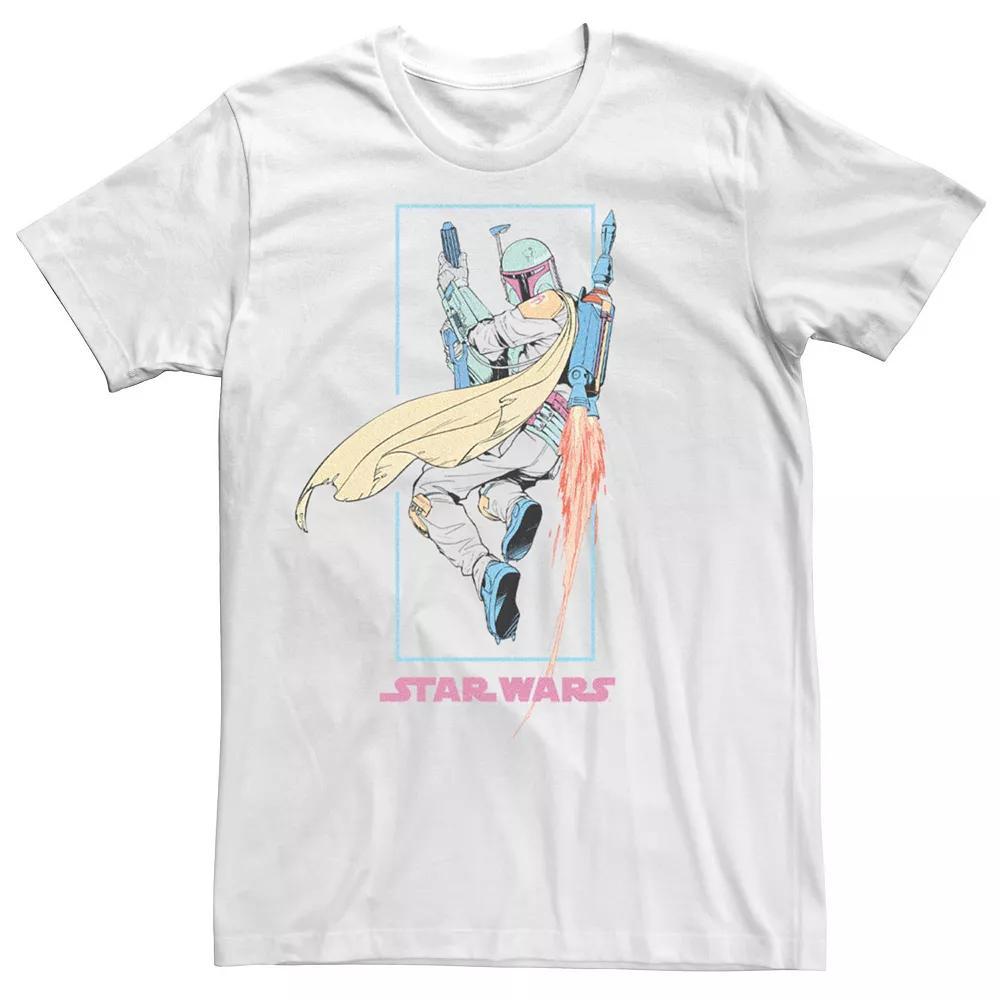 Men's Star Wars The Mandalorioan Boba Fett Flying Poster Tee, Size: Large, White Product Image