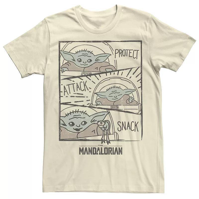 Men's Star Wars The Mandalorian The Child Protect Attack Snack Tee, Size: Medium, Natural Product Image