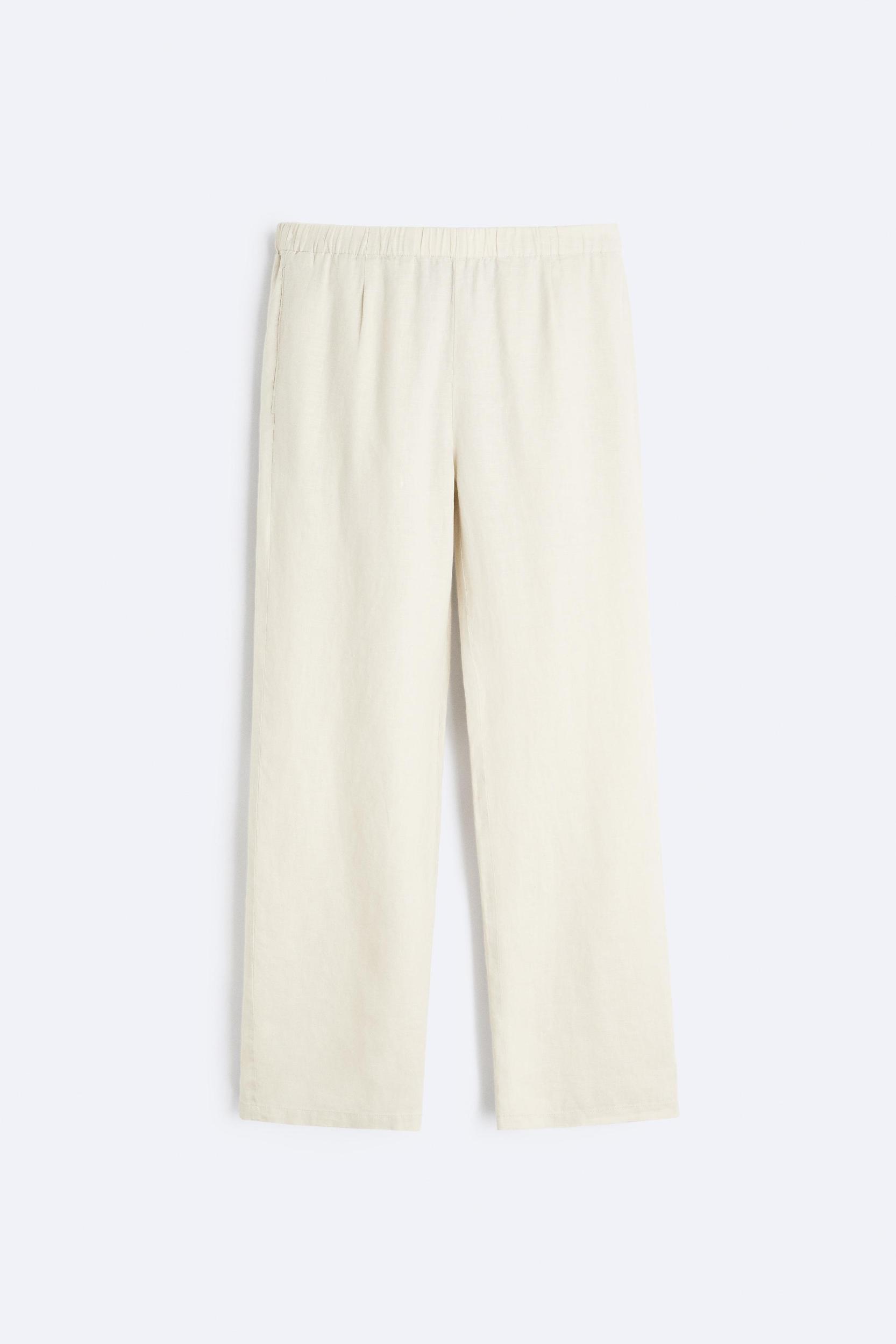 100% LINEN JOGGER WAIST PANTS Product Image