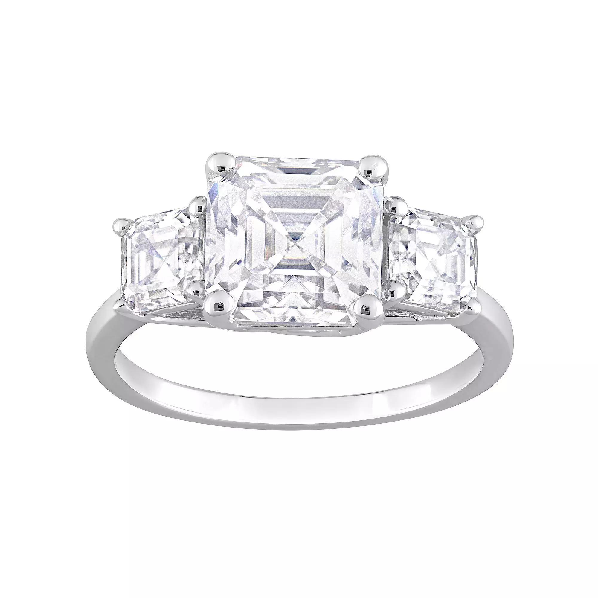 Stella Grace Sterling Silver Lab-Created Moissanite 3-Stone Ring, Womens Product Image