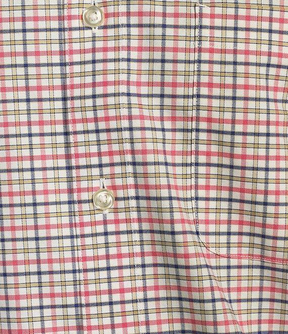 Gold Label Roundtree & Yorke Non-Iron Long Sleeve Mini Plaid Pattern Oxford Sport Shirt Product Image