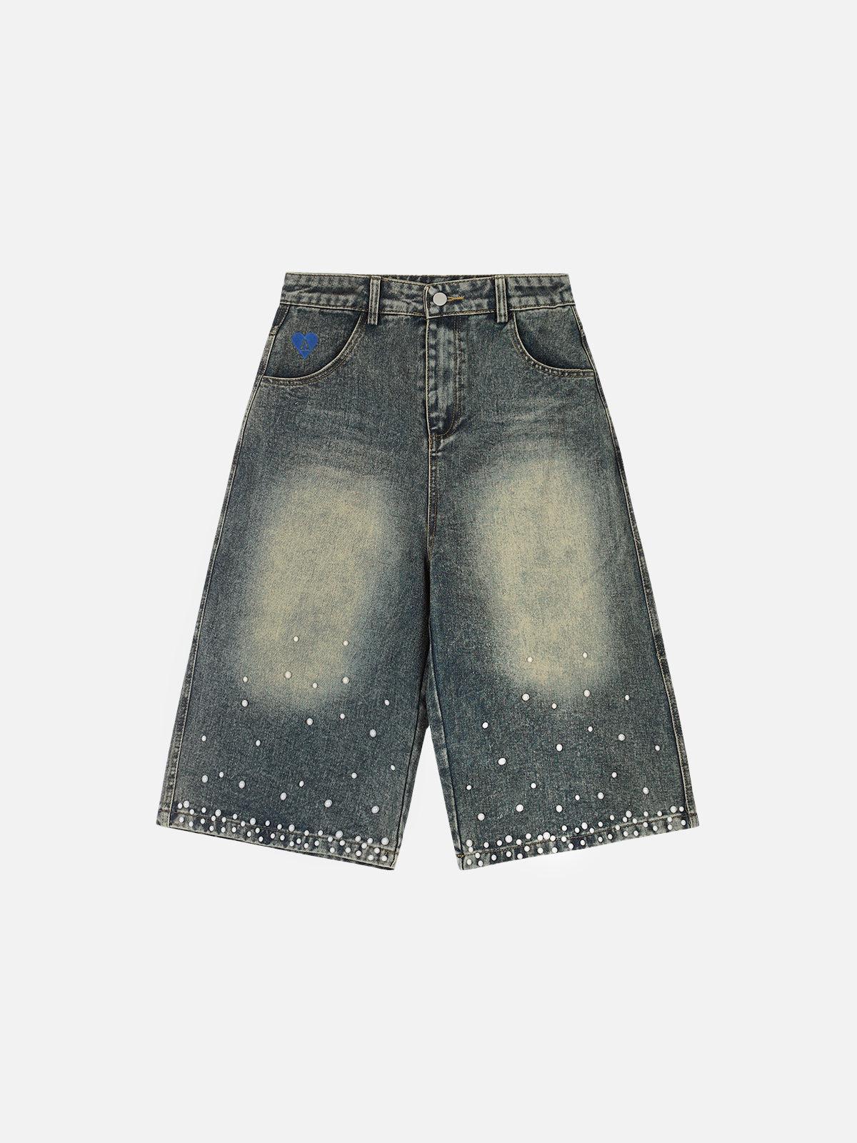 Aelfric Eden Pearl Embellished Baggy Longline Jorts Product Image