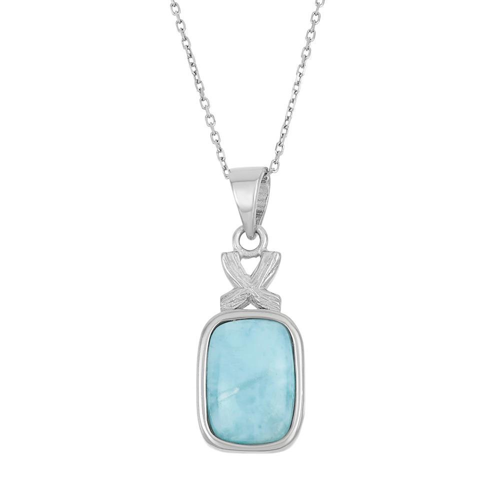 Larimar Sterling Silver Rectangle XO Pendant Necklace, Women's, Size: 18", Blue Product Image