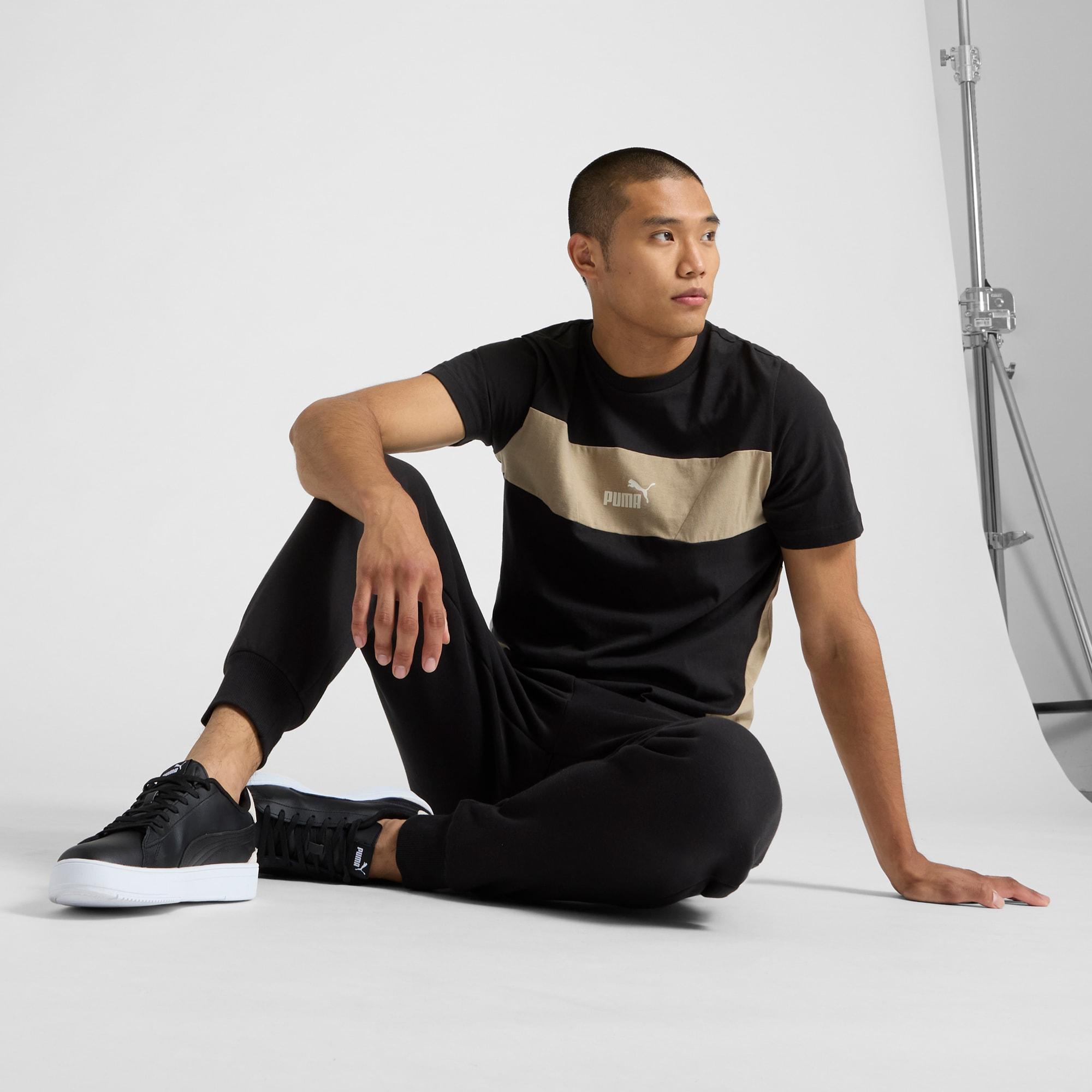 PUMA Power Men's Colorblock T-Shirt in Grey Skies Product Image