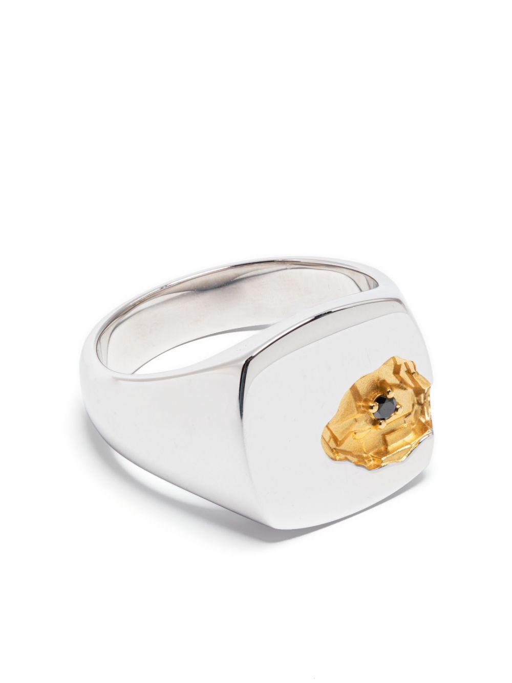 Mined Black Diamond sterling silver ring Product Image