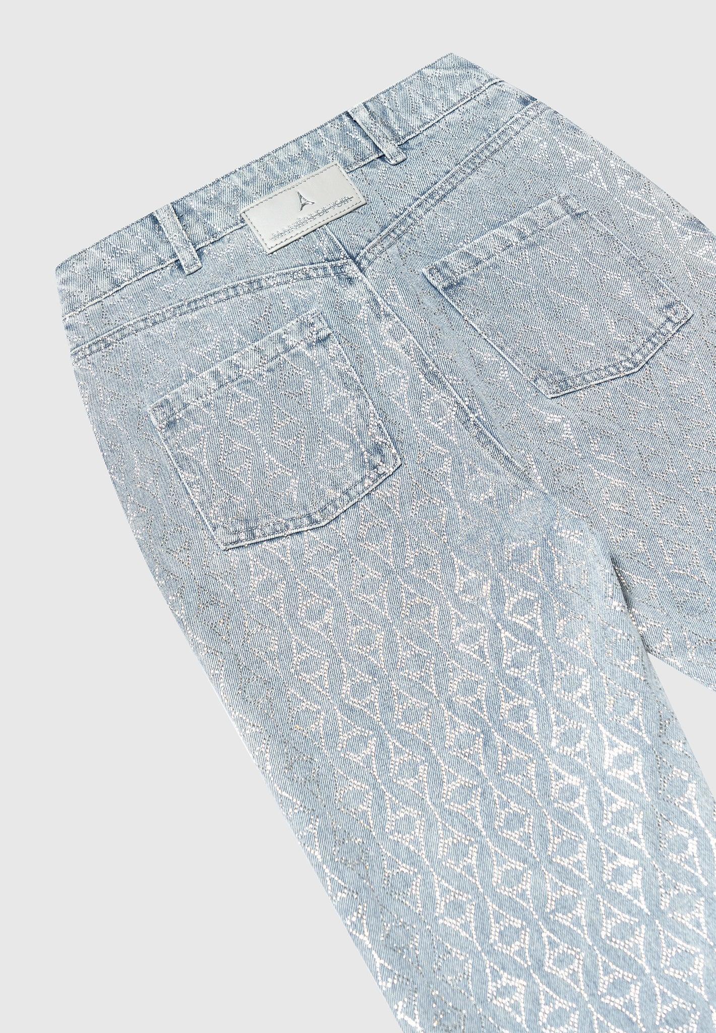 Rhinestone Eiffel Boyfriend Jeans - Mid Blue Female Product Image