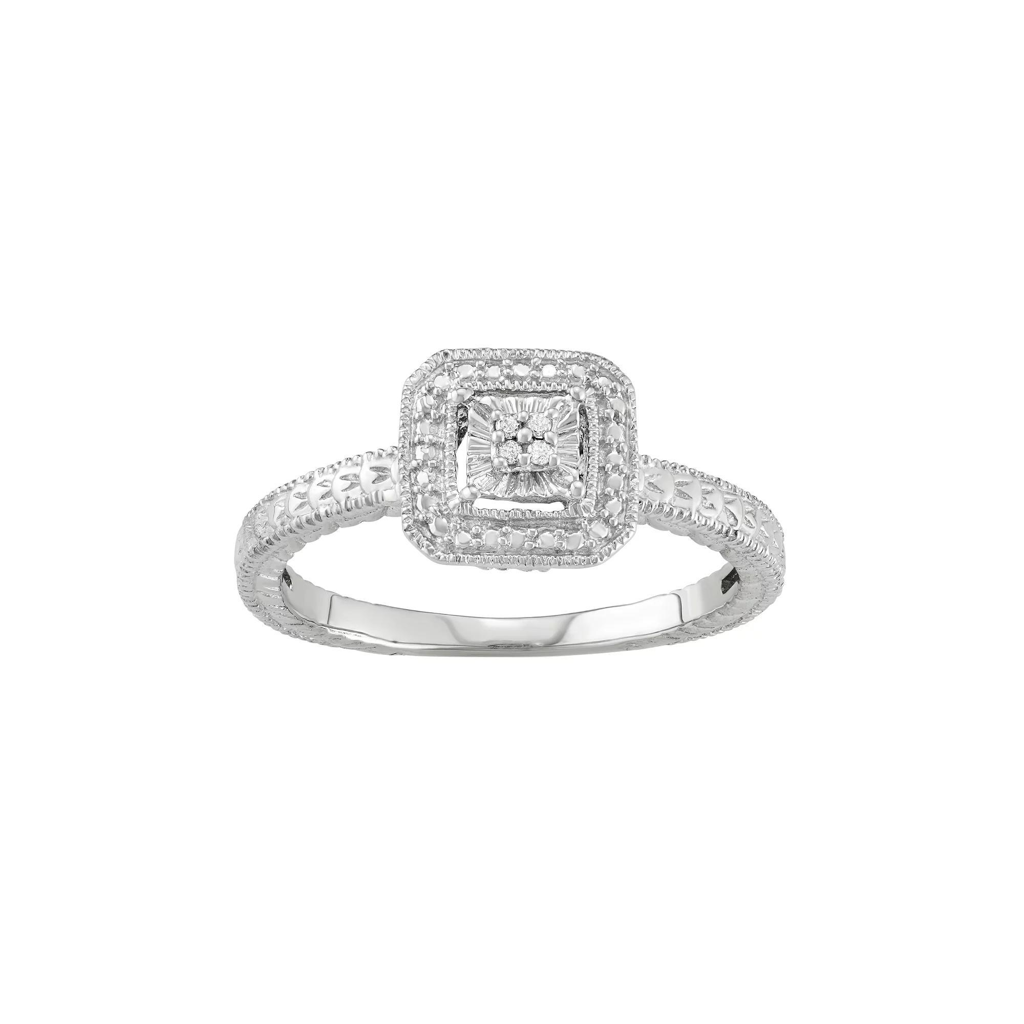 Sterling Silver Diamond Accent Square Halo Ring, Women's, Size: 5 Product Image