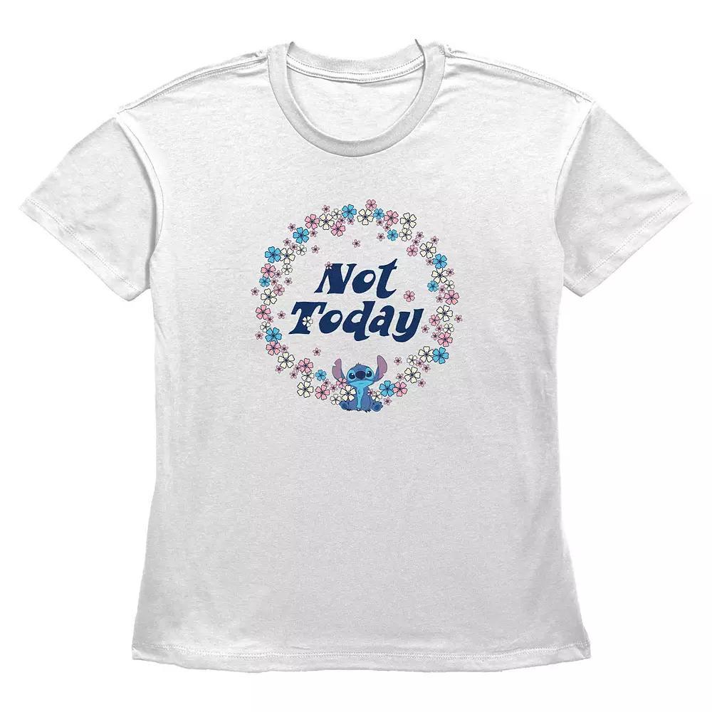 Disneys Lilo & Stitch Not Today Floral Wreath Womens Graphic Tee Product Image