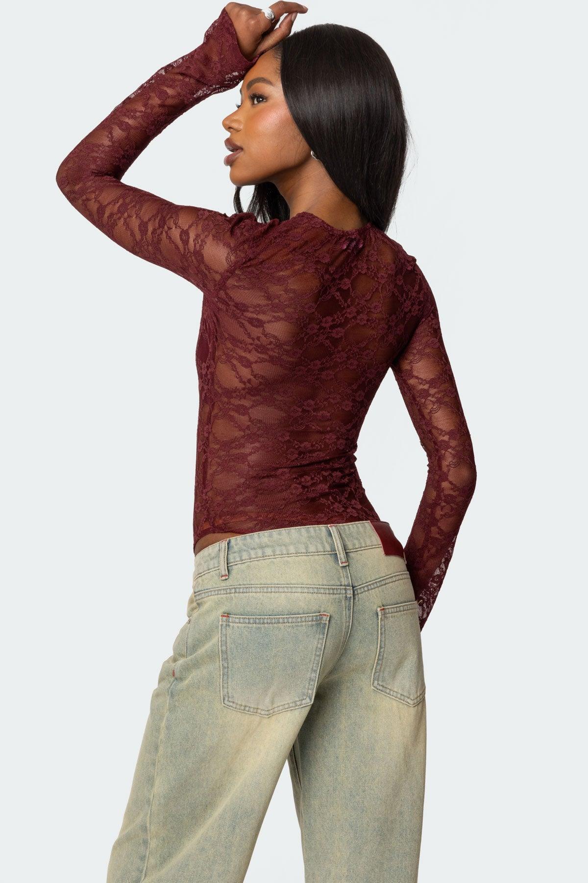 Colette Sheer Lace Bodysuit Product Image