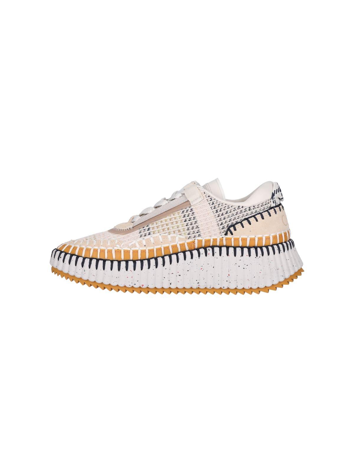 CHLOÉ Nama Embroidered Suede And Recycled-mesh Sneakers In Biscotti Beige Product Image