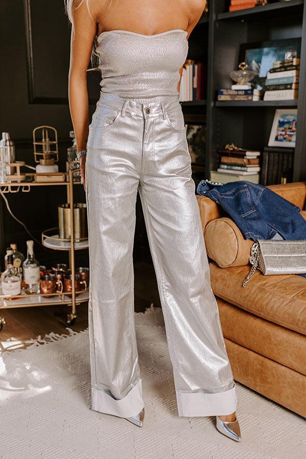 The Carter High Waist Wide Leg Pants in Silver Product Image
