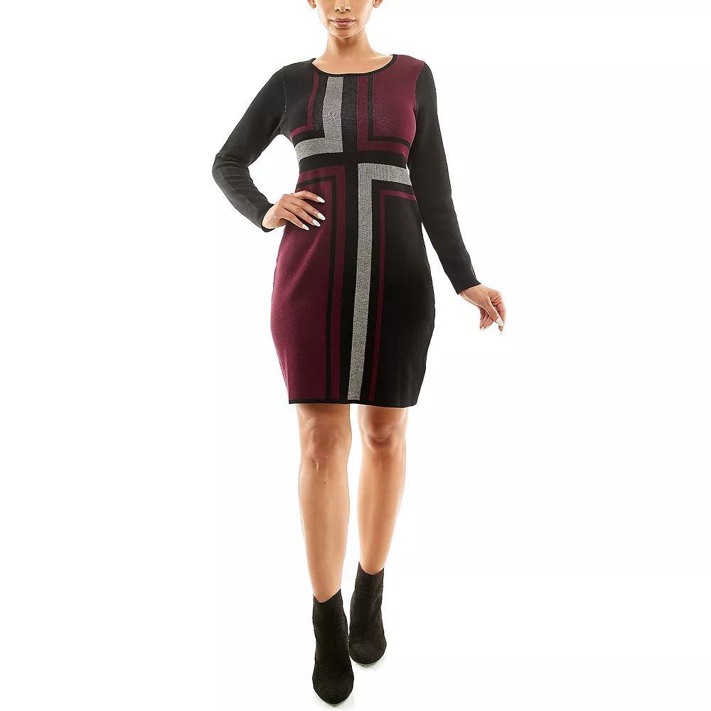 Women's Nina Leonard Sheath Dress, Size: XL, Wine Black Grey Product Image