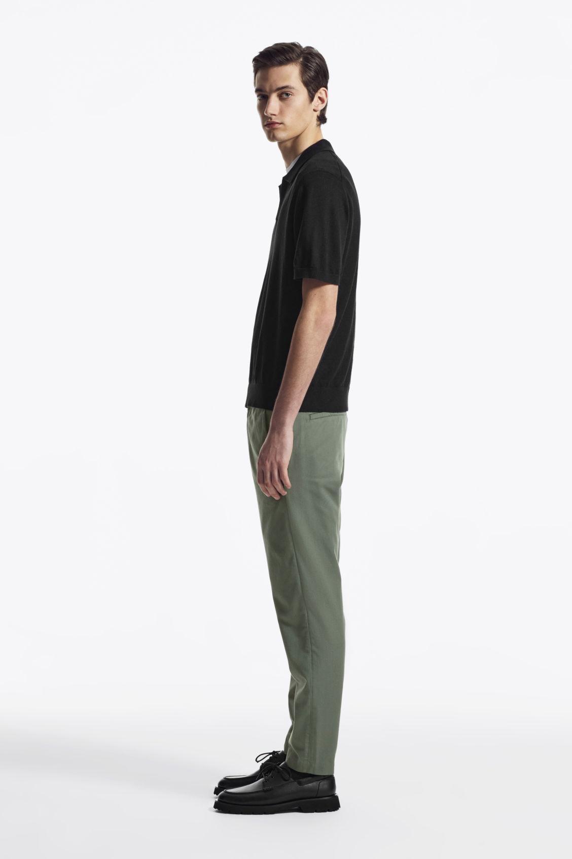 ELASTICATED TAPERED TWILL PANTS Product Image