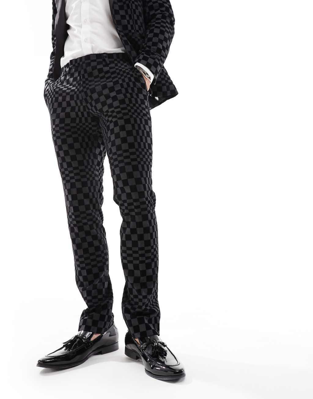 Twisted Tailor suit pants in checker board print - part of a set Product Image