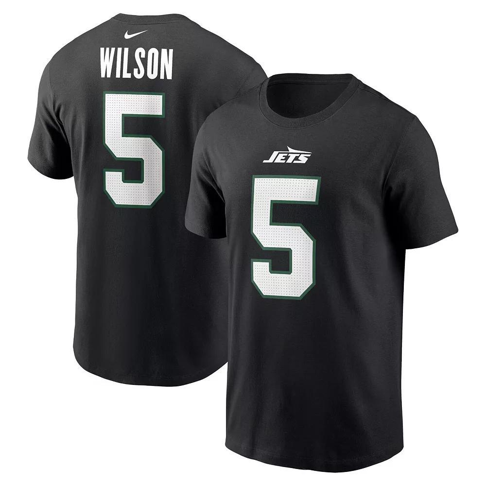 Men's Nike Garrett Wilson Black New York Jets Name & Number T-Shirt, Size: XL Product Image