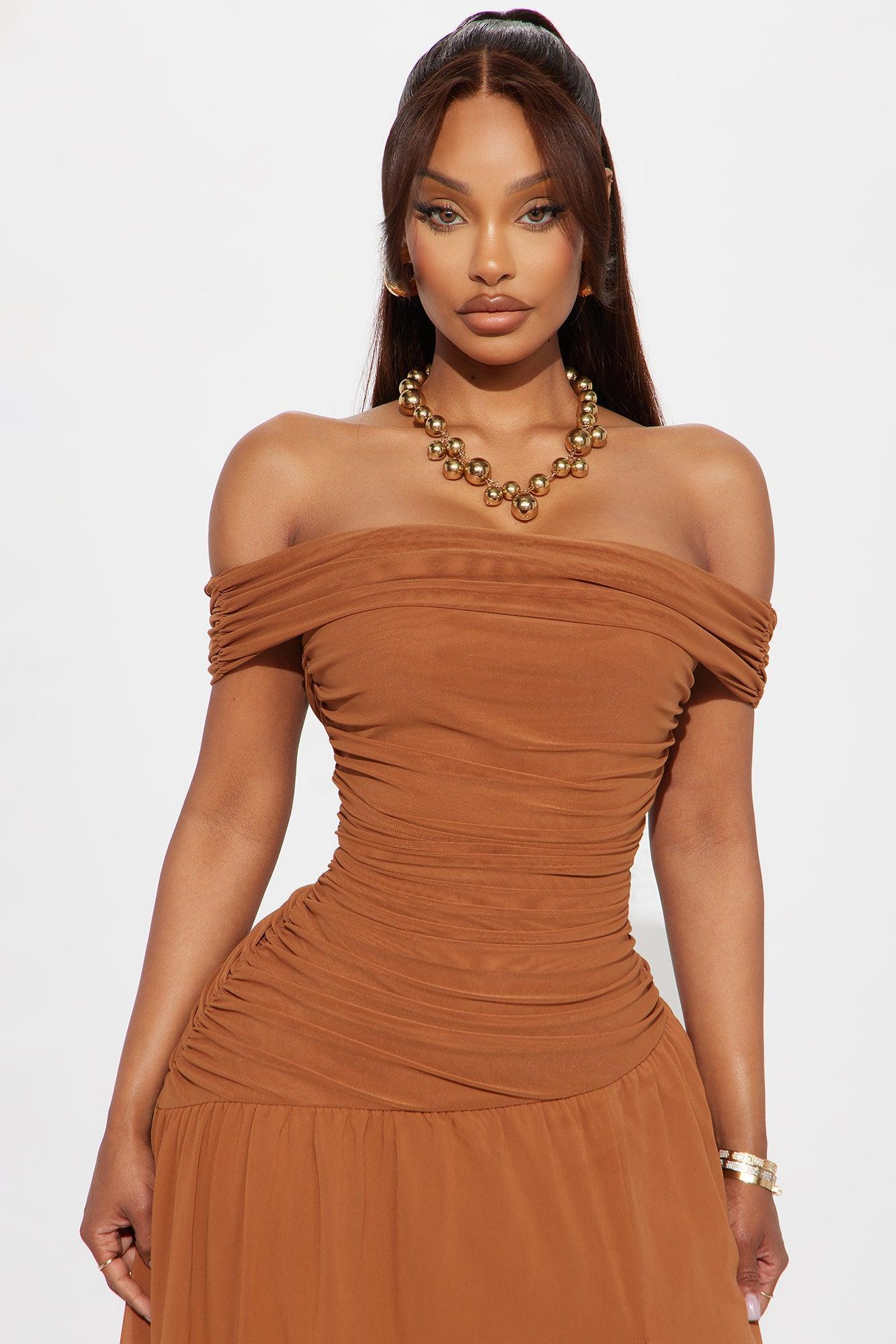 Mariella Mesh Maxi Dress - Mocha Product Image