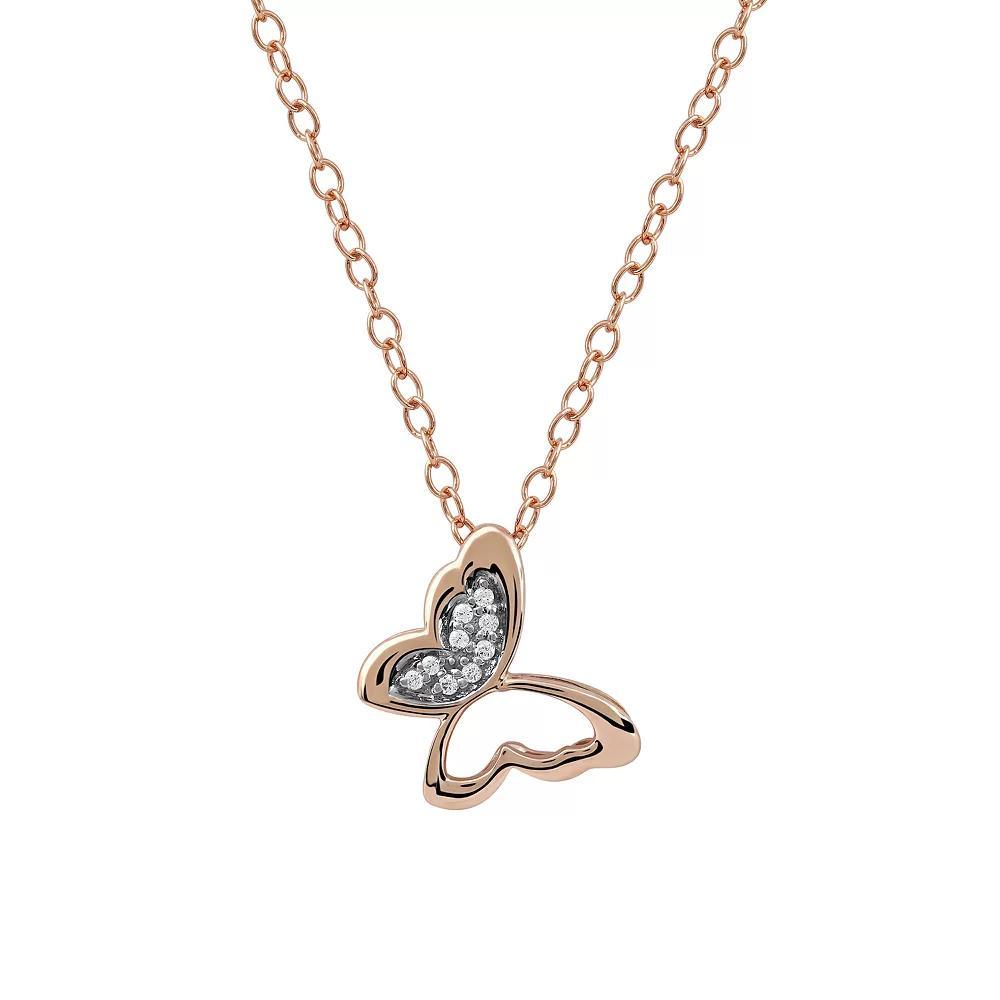 DeCouer 1/4 Carat T.W. Diamond Butterfly Pendant Necklace, Women's, Size: 18", Rose Gold Tone Product Image